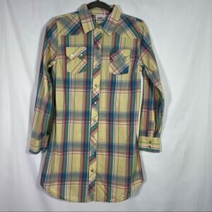 Plaid Long-Sleeve Mini Dress in Yellow by